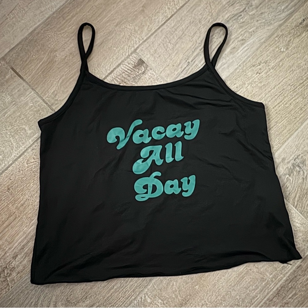 Black and green ‘Vacay All Day’ tank top